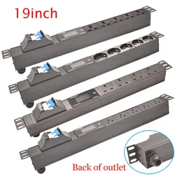 19Inch PDU Power Strip Distribution Unit EU US UK C13 Universal Socket Digital Display Power Meter 16A/32A Air Switch