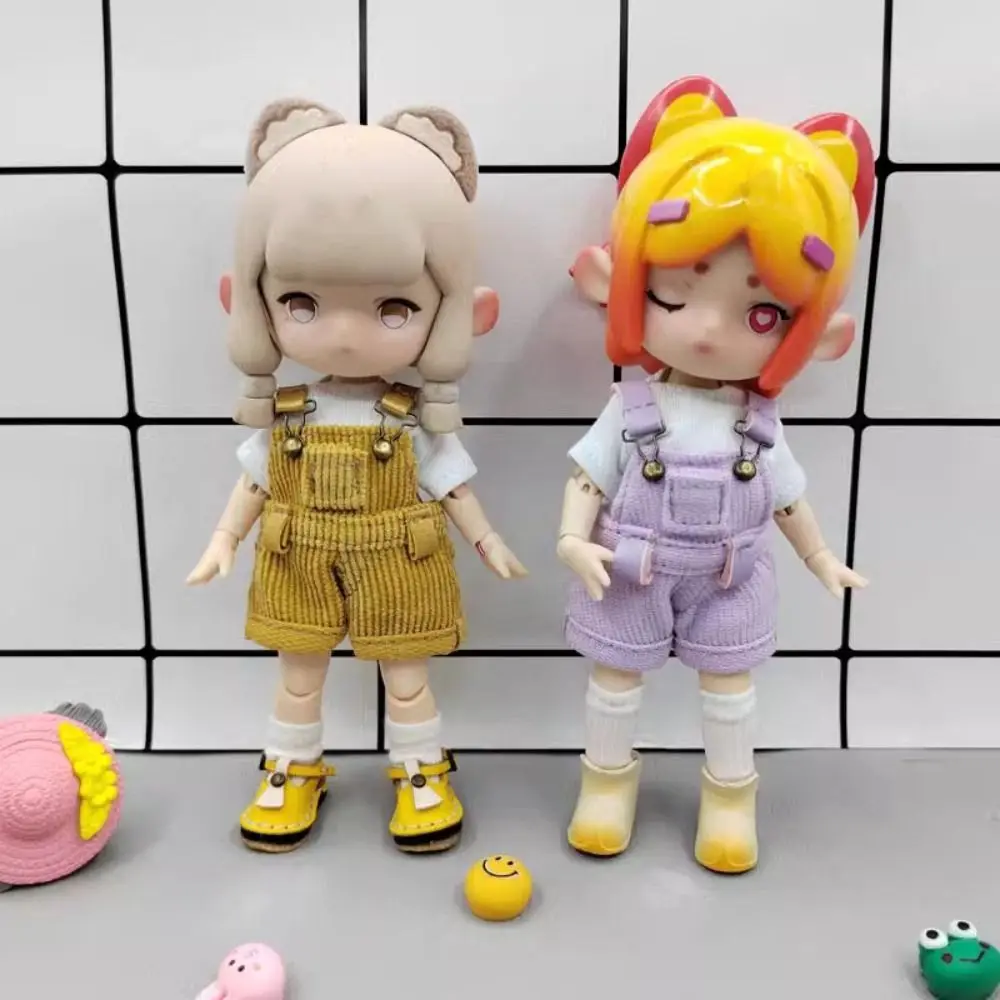 Fashion Clothes For 1/11 OB11 Doll Trousers T-shirt Overalls For 1/12 Bjd/GSC Doll Denim Pants DIY Doll Clothes Accessories