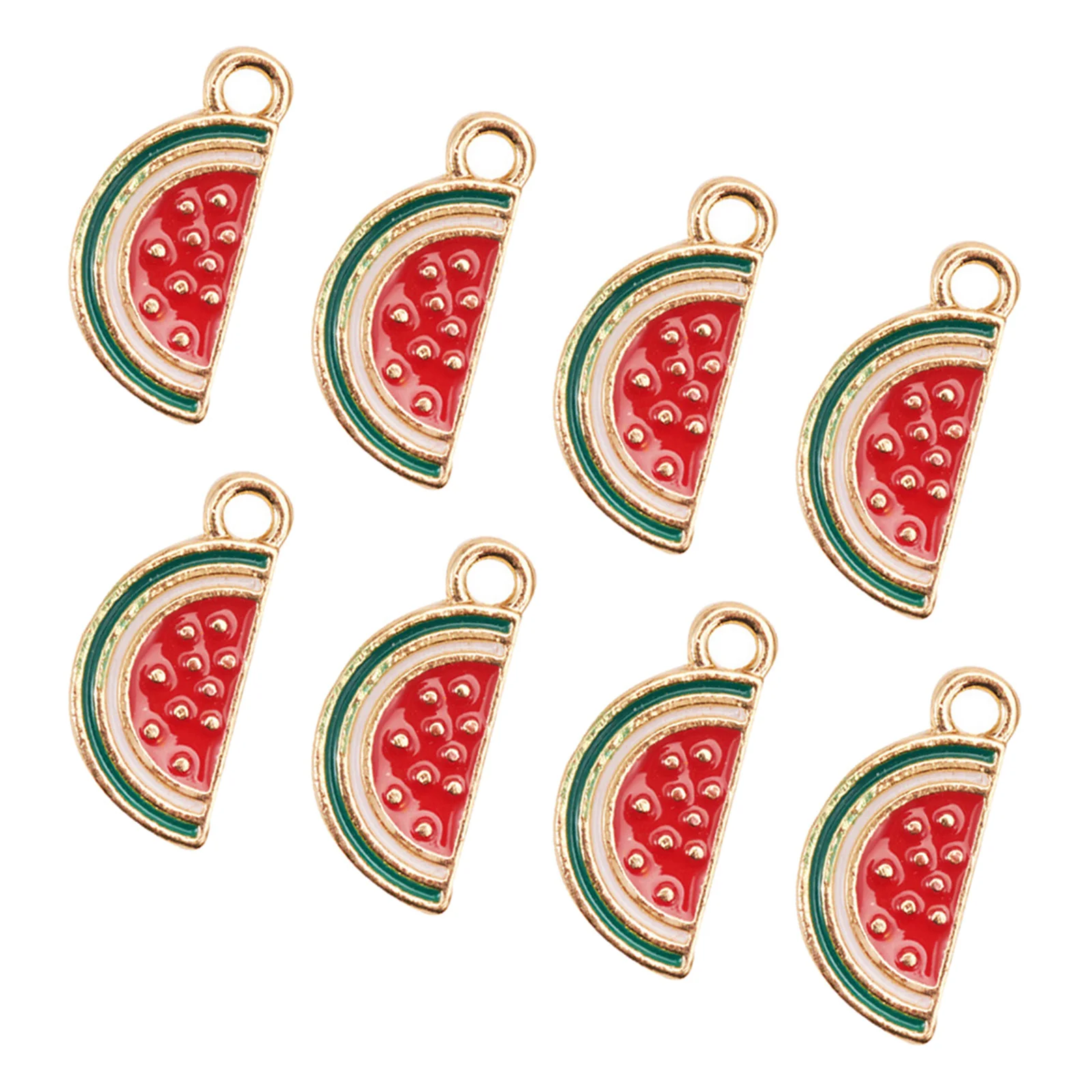 

10Pcs Watermelon Shape Alloy Enamel Pendants Creative Stylish Charms for DIY Necklace Bracelet Earrings Keychain Jewelry Making