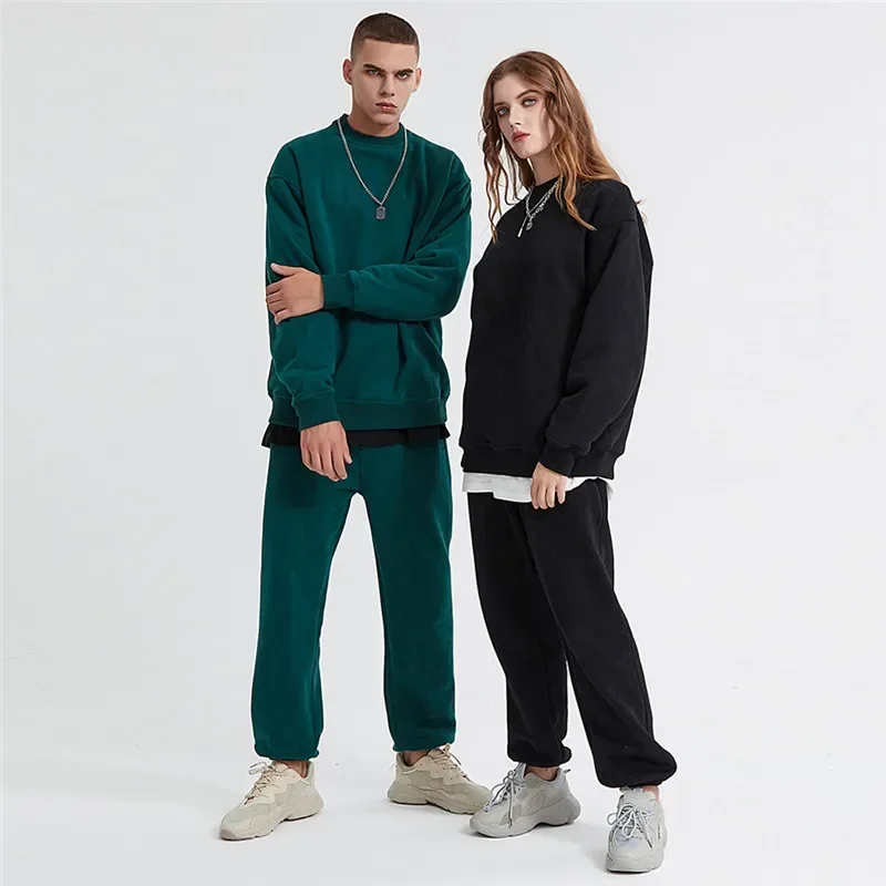 

Women's Fleece Sweatshirts Pants Set Men Elegant Winter Autumn Long Sleeve Outwears Men's Sports Tracksuits Trouser Sets Outfit