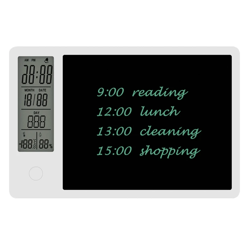 

Drawing Pad 9.5 Inch Temperature Humidity Display Electronic Calendar LCD Writing Tablet Doodle Board(White)