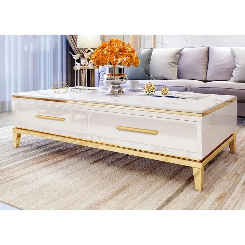 

ForCoffee Table TV Cabinet Set Light Luxury Painted Marble Modern Neo-classical Living Room Furniture Coffee Table Table Coffee