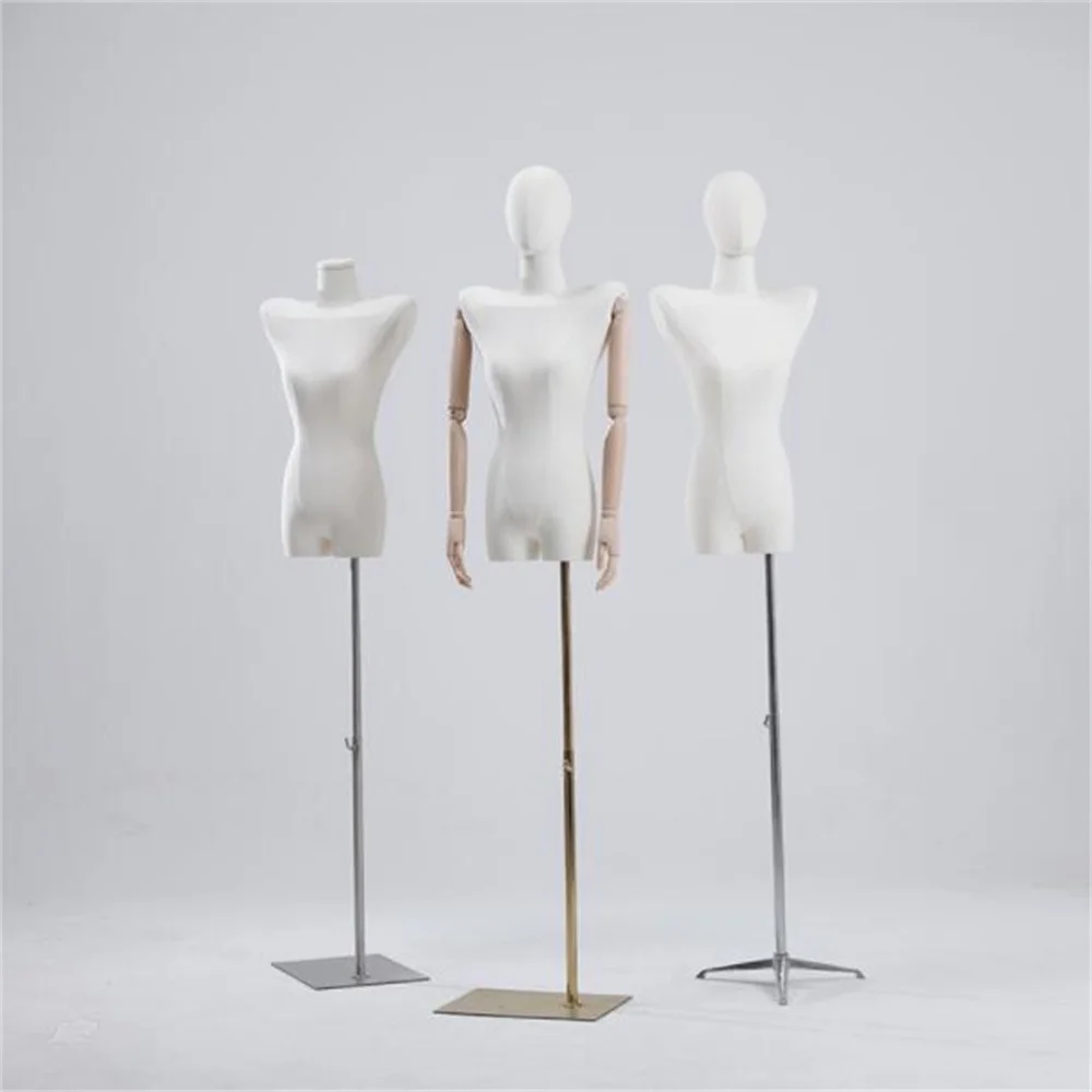 

Full Length Flat Shoulder Female Mannequins, Collarbone, Right Angle, Clothing Store Model, Tripod Base, 4Style, White, C013