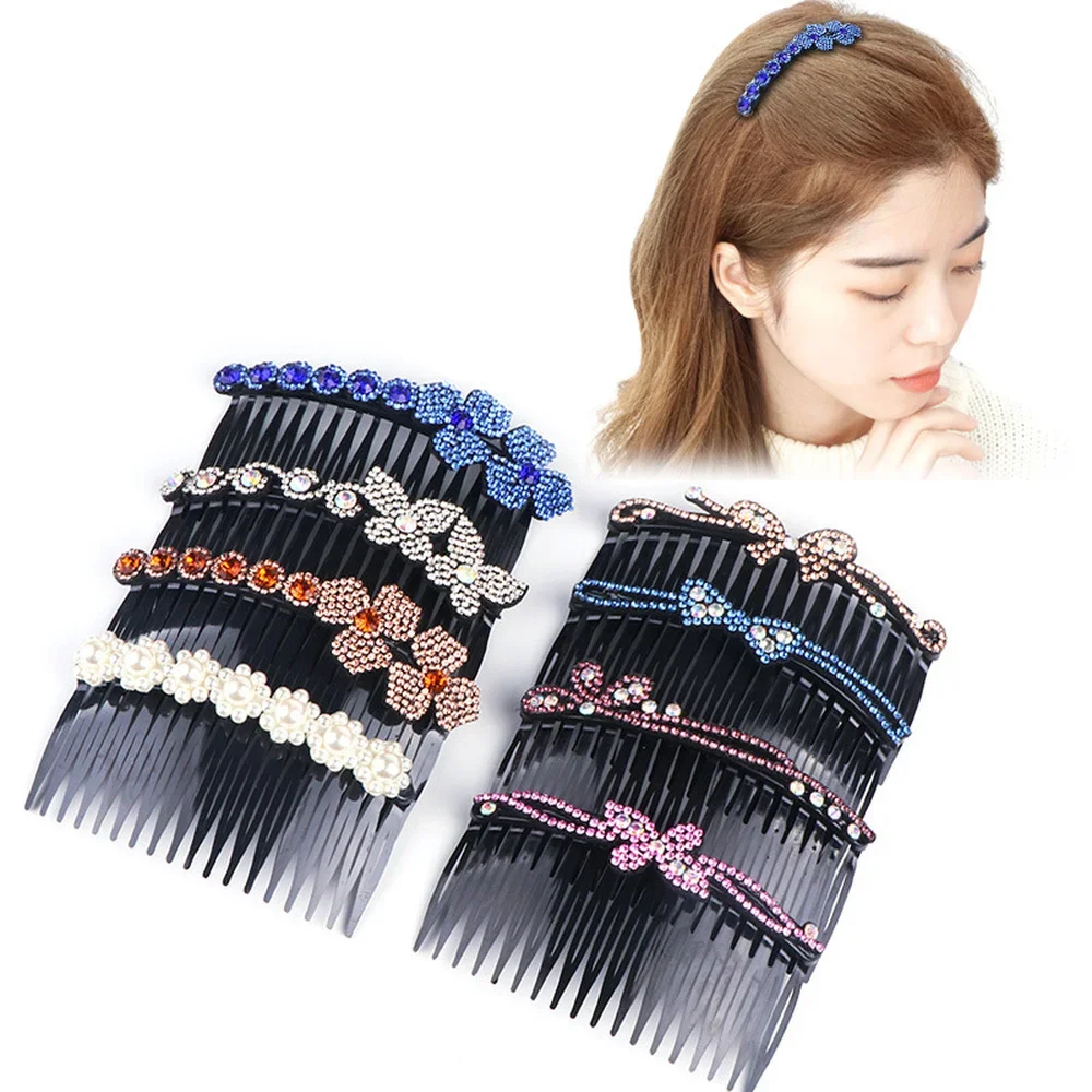 

Rhinestone Crystal Comb Clip Women Hair Accessories Bangs Clip Back Head Headdress Broken Hair Finishing Tools Hair Clip Hairpin