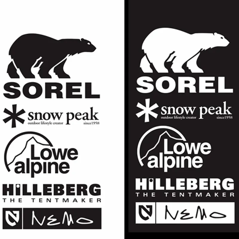 Reflective Stickers Decals White Black Engraved Brand Stickers Ski Outdoor PET Decals for Car Stroage Box Snowboard Motor