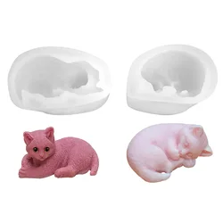 3d Small Cat Aromatherapy Candle Silicone Mold Diy Handmade Plaster Cement Epoxy Resin Cake Mold Decoration Home Decor Ornaments