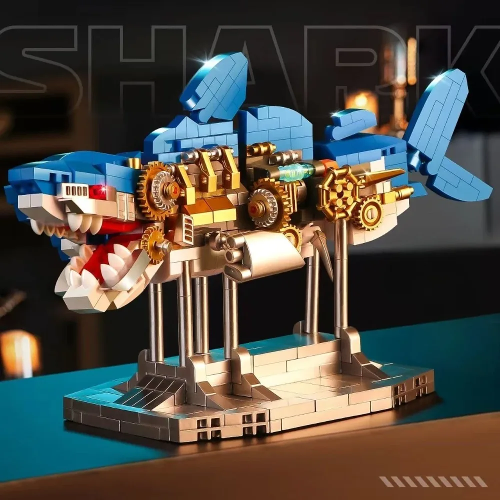 Moc Deep Sea Mechanical Shark Building Block Toy Kit Sea Creature Bricks Home Decor Children's Building Block Toys Gif