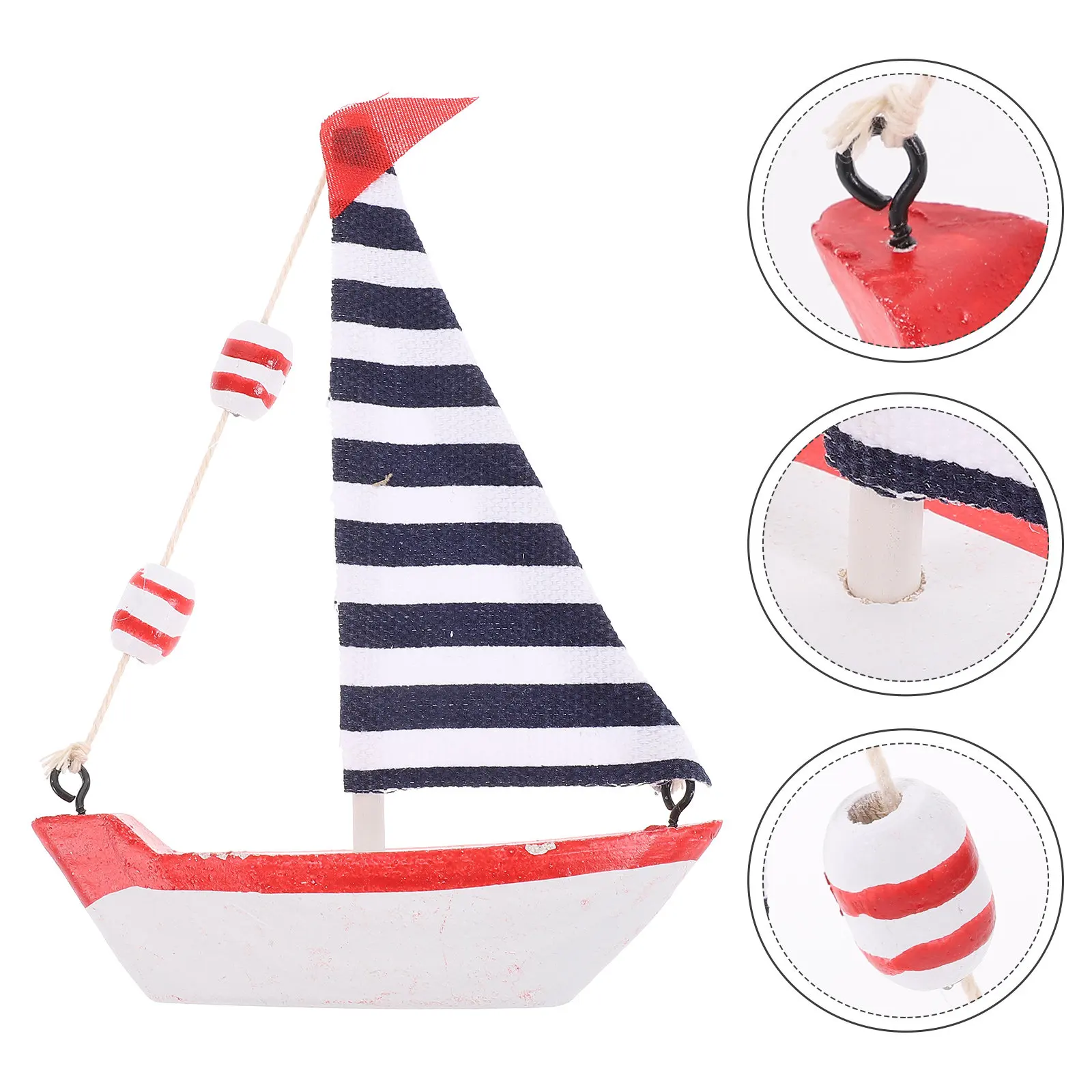 

Mediterranean Style Wooden Sailboat Decor Small Handcrafted Resin and Wood Nautical Boat Ornament for Desktop Dining Table