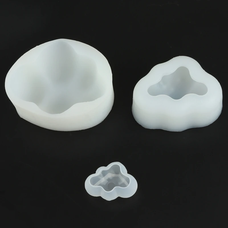 3PCS 3D Cloud Shape Chocolate Silicone Mold Mousse Fondant Ice Square Pudding Candy Soap Candle Molds Baking Decoration