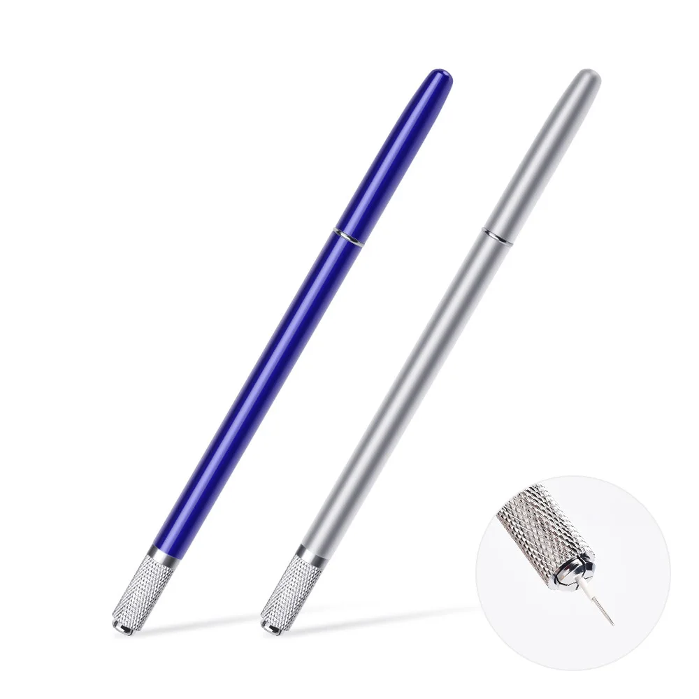 3pcs Tattoo Tebori Manual Pen Microblading Tebori Blades Needles Permanent Makeup Pen Tools for Round Flat Blades