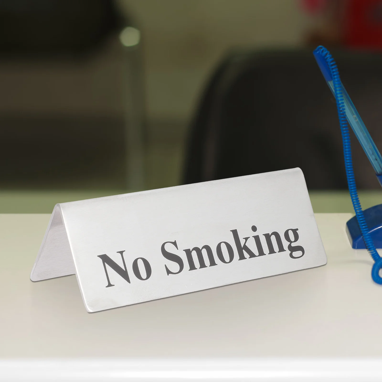Stainless Steel No Smoking Table Sign Premium Non-Smoking Desk Indicator for Restaurant Hotel Office Party Wedding Use