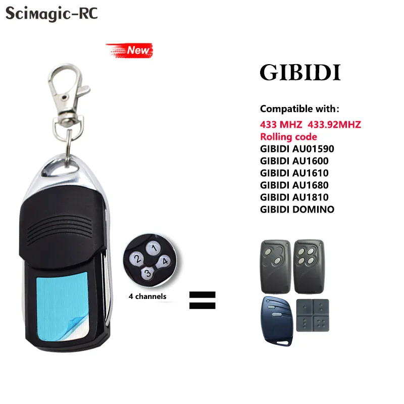 

Compatible GIBIDI 433MHz Garage Door Remote Control AU01590/AU1680/AU1810/AU1610/DOMINO Rolling Code Control Transmitter