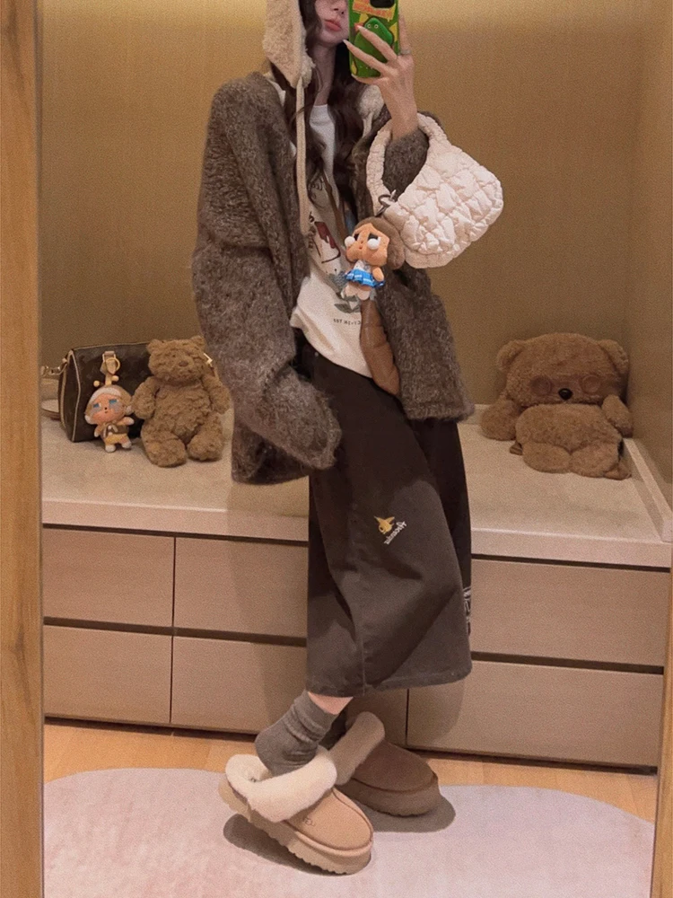 

Джинсы Yukiss с вышивкой, прямые, в западном стиле, с пуговицами на талии, для женщин