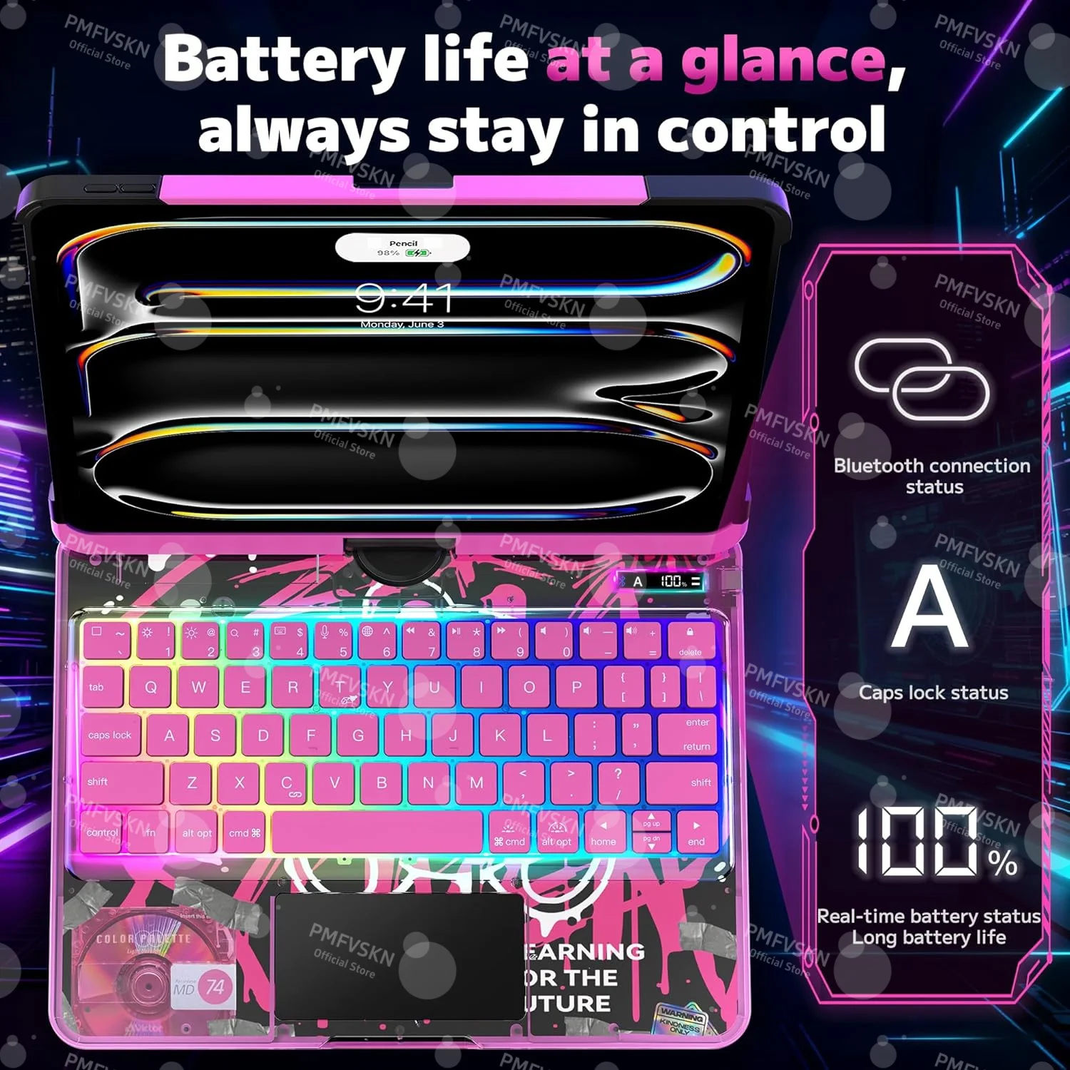 7 Color Backlight 360° Rotatable Magic keyboard For iPad Air 11 13 inch iPad A16 11th 2025 Pro 11 13 M5 Clear Case With Keyboard
