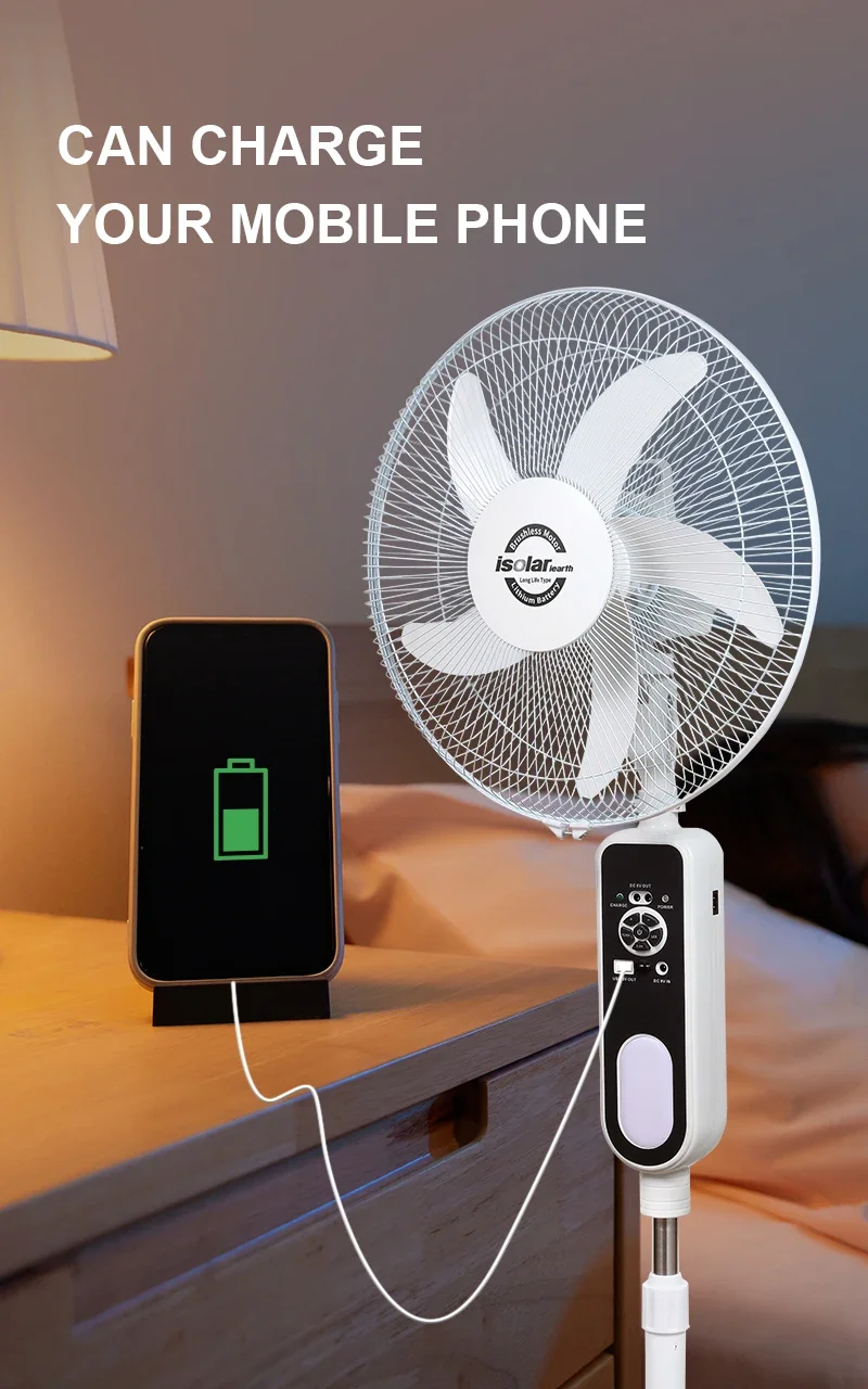 Supplier 16 18 inch  Good Price Portable Electric Fan with Solar Panel Power Battery Rechargeable Standing Fan