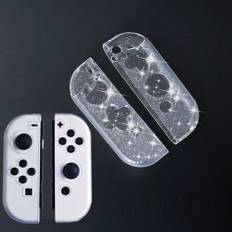 Transparent Bling Case Protective Cover Shell for Nintendo Switch NS Oled Joy-Con Glitter Crystal Matte Clear TPU Soft Protector