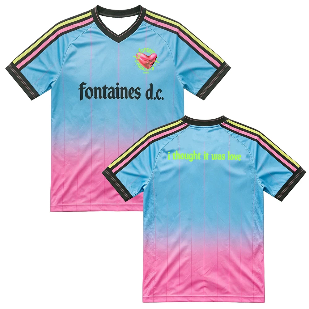 Fontaines DC Band V-Ausschnitt 2026 Sommer Neues Atmungsaktives Schnelltrocknendes Fußballshirt High Street Kurzarm-T-Shirt Familien-Outfit – Detail 4