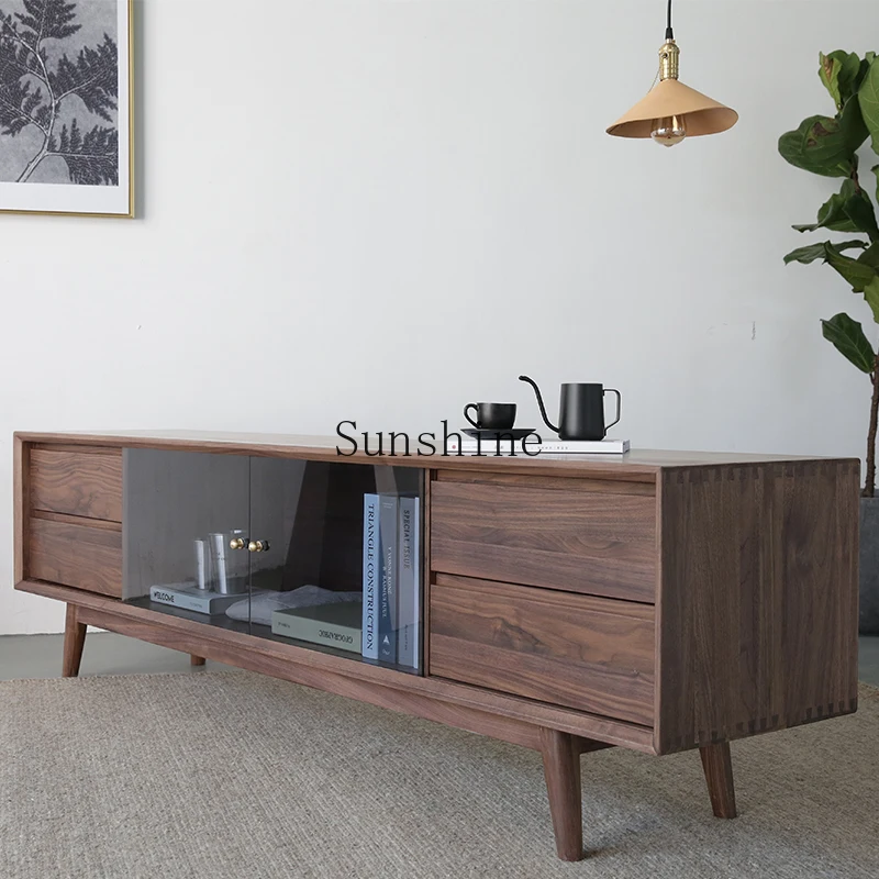 

Nordic black walnut, solid wood TV cabinet Italian minimalist Japanese minimalist modern