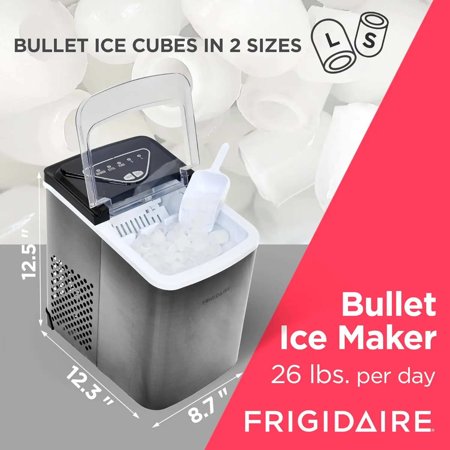 NEW Counter Top Maker, Produces 26 Pounds Ice Per Day, Stainless Steel, Stainless Ice Maker Machine