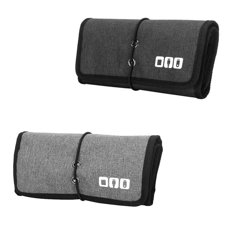 Electronic Organizer Cord Pouch Travel Cable Charger Bag Organizer For Power Bank USB Cables 1 Piece Black