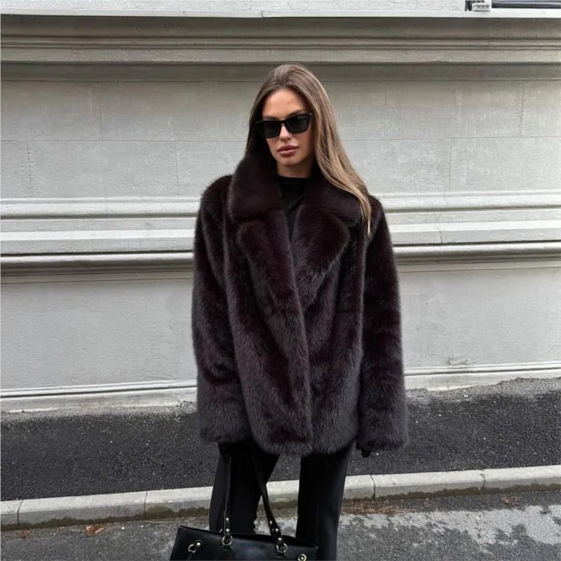 人工毛皮混紡 レディース おしゃれ スーツカラー コート