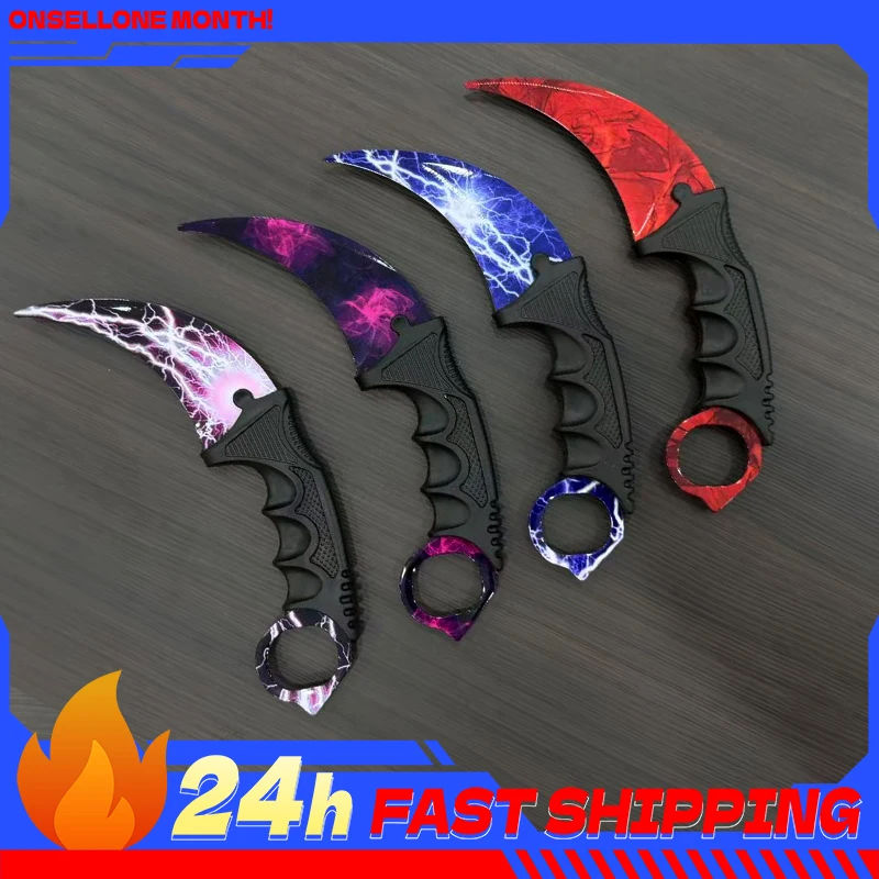 

18.8cm Sakura Claw Knife Metal Model Collectible Desk Ornaments Lightning Karambit Cosplay Prop Home Decoration Boys Knife Safe