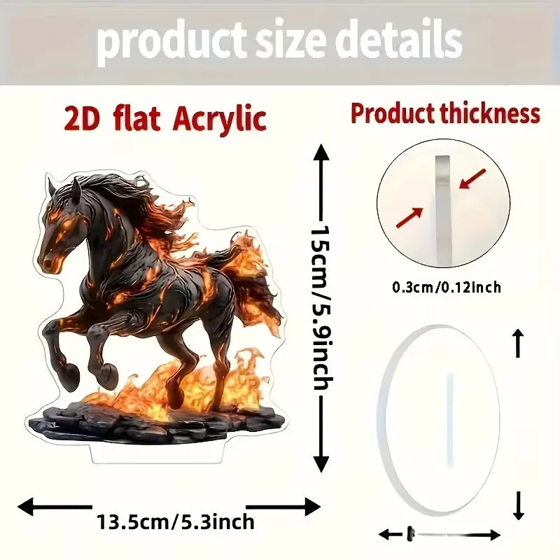 1 Bohemian Style Acrylic Horse Pattern Statue - Desktop Art Decoration, Symbol of Wealth and Prosperity, New Year Gifts, 2D Flat view 5