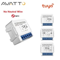 AVATTO Tuya ZigBee interruptor de luz inteligente sin módulo de relé neutro 1/2/3 Gang Smart Life/Control por aplicación Tuya, funciona con Alexa Google Home