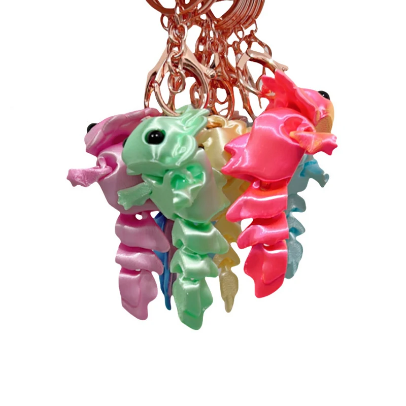 

3D Printing Salamander Key Chain Multi-Joint Movable Simulation Eyes for Home Accessories Kids Gift Living Room Decoration
