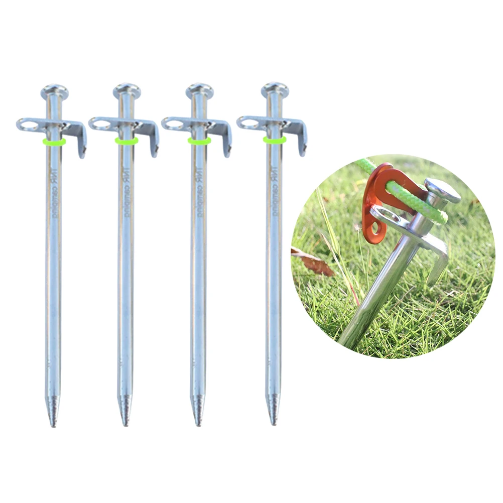 

4 Pcs Tent Pegs Metal Steel Nail Nails Outdoor Awning Fits Various Grounds