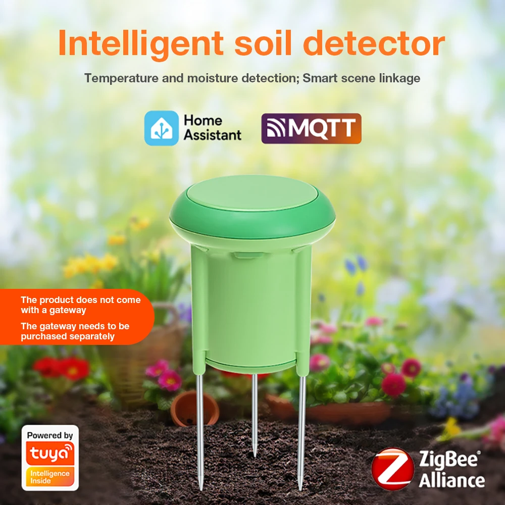 Tuya zigbee medidor inteligente de umidade do solo, testador de temperatura e umidade com google alexa, automação de jardim, detector de irrigação
