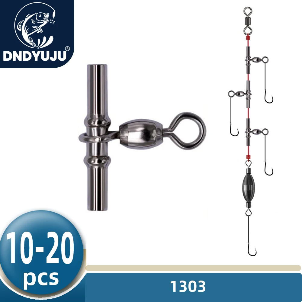 DNDYUJU 10 To 20X Cross Line Crane Swivel Sleeves 3-way Fishing Swivels Crane Swivel Fishing Connetor Saltwater Terminal Tackle