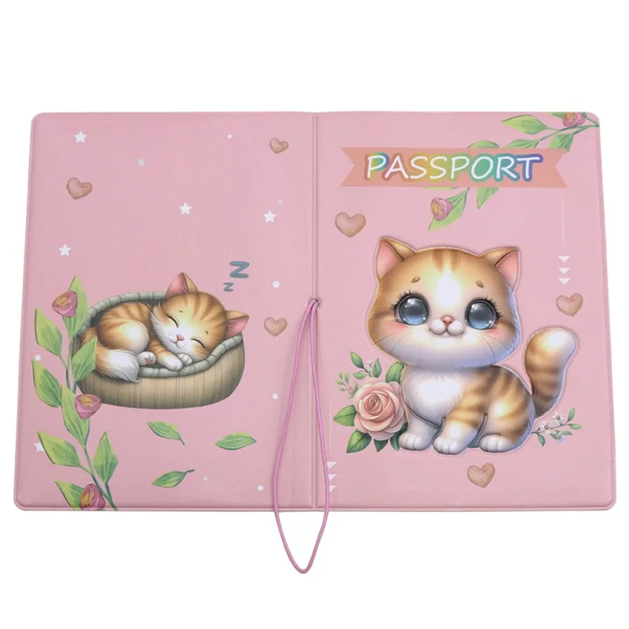 1PC Cute Cat 3D Creative Passport Cover Case Passport Wallet Card Holder Lightweight Fashion Travel Accessories