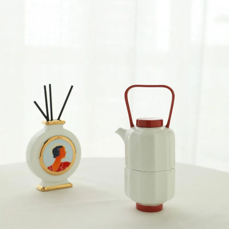 

Портативный керамический чайный сервиз, скандинавский минималистичный интегрированный набор чашек и чайников, керамическая кофейная чашка и горшок, современные подарки для домашней кухни