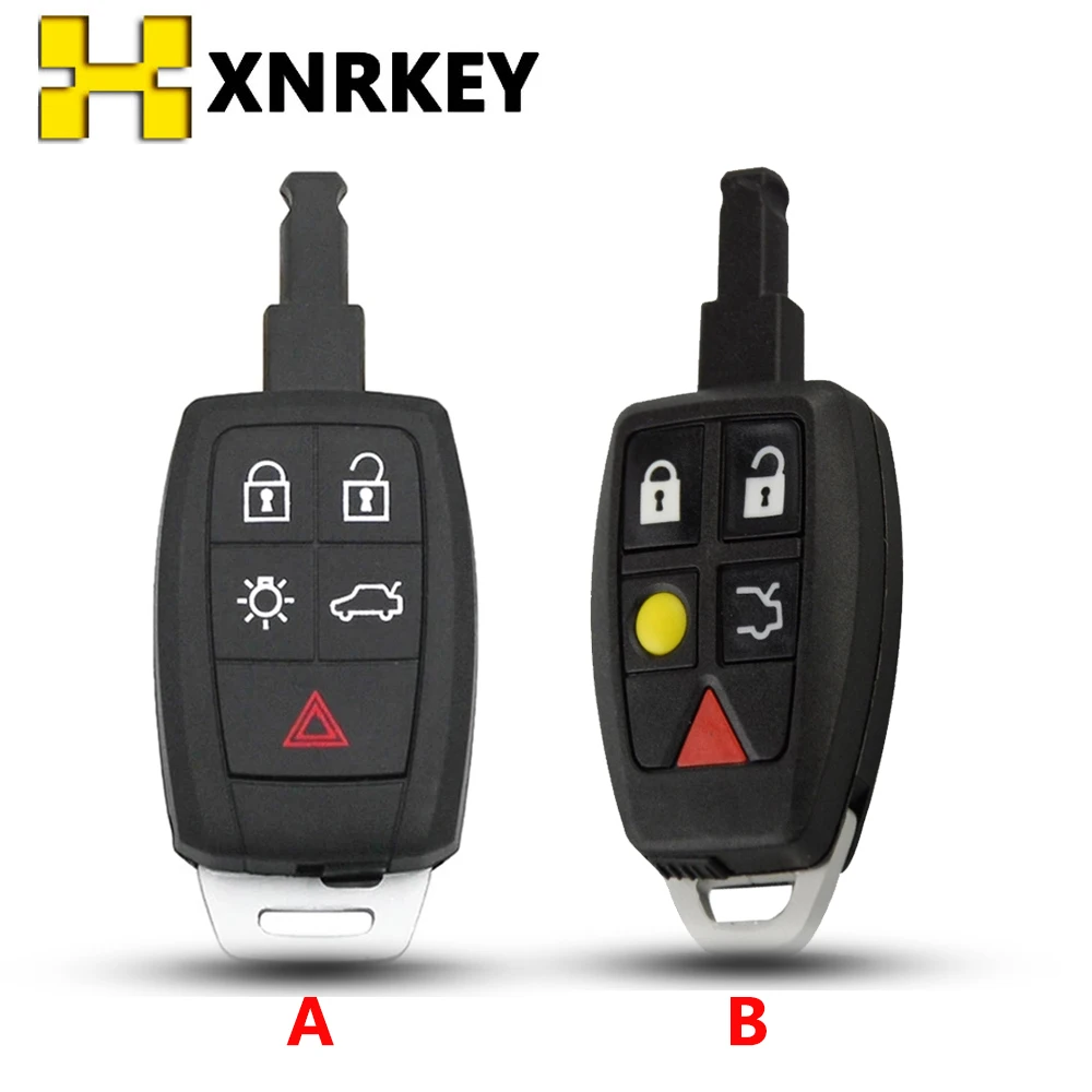 

XNRKEY Replacement New Style Car Remote Key Shell 5 Buttons Key Cover Fob For Volvo C30 C70 XC90 V70 S60 V40 V50 Insert Blade