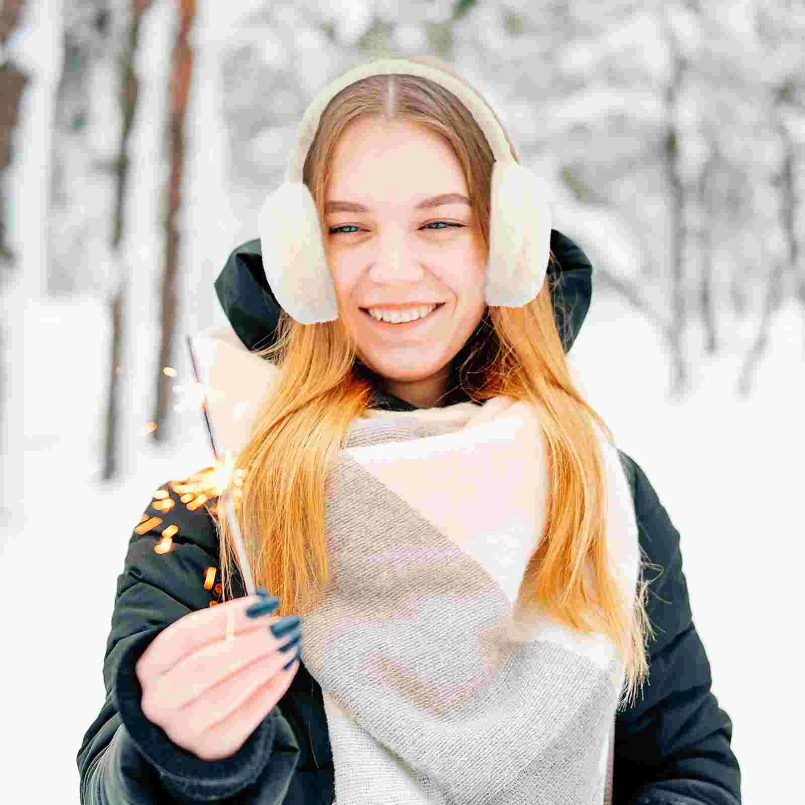 Plush Xmas Warm Baby Headbands Foldable Christmas Warmer Winter Women\'s Brown for