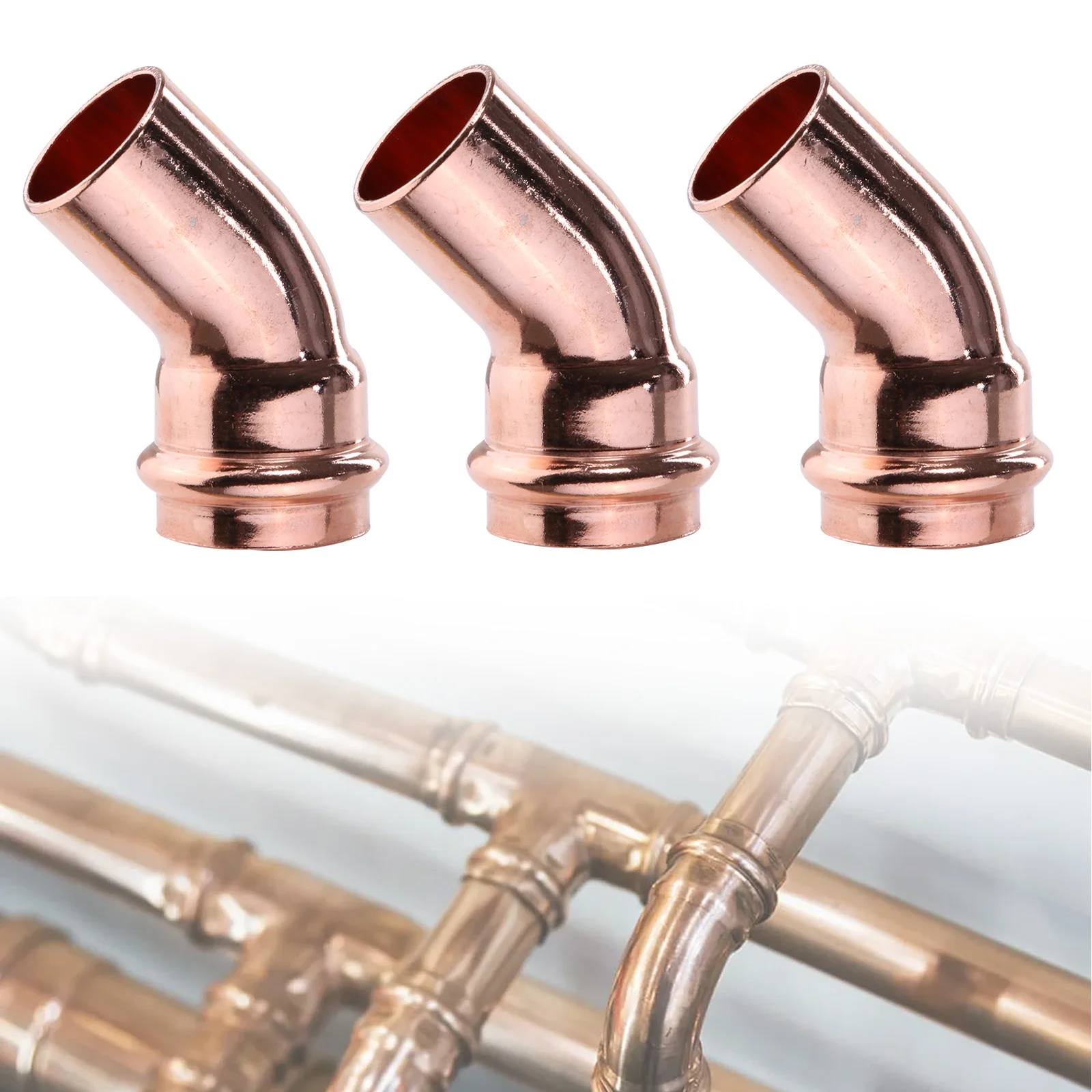 Copper Tubing V-Elbow Fittings Leakproof Copper Solderless Fittings Multi-Purpose Home Plumbing Accessories view 8