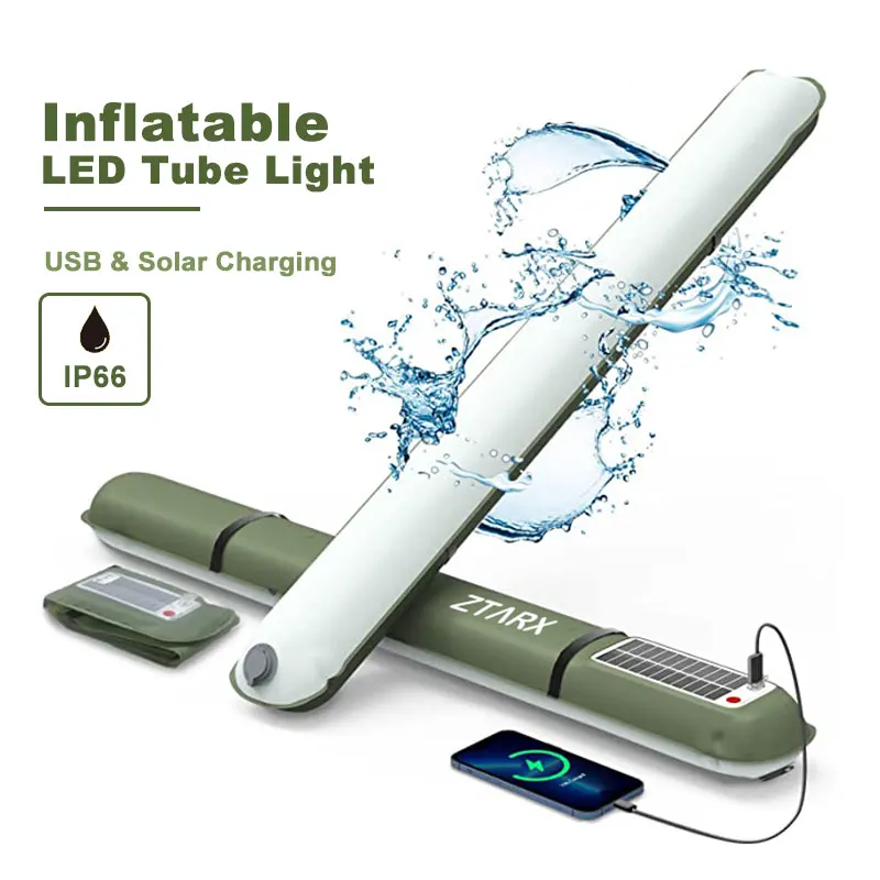 Ztarx Inflatable LED Tube Light USB Solar Charging Built-in