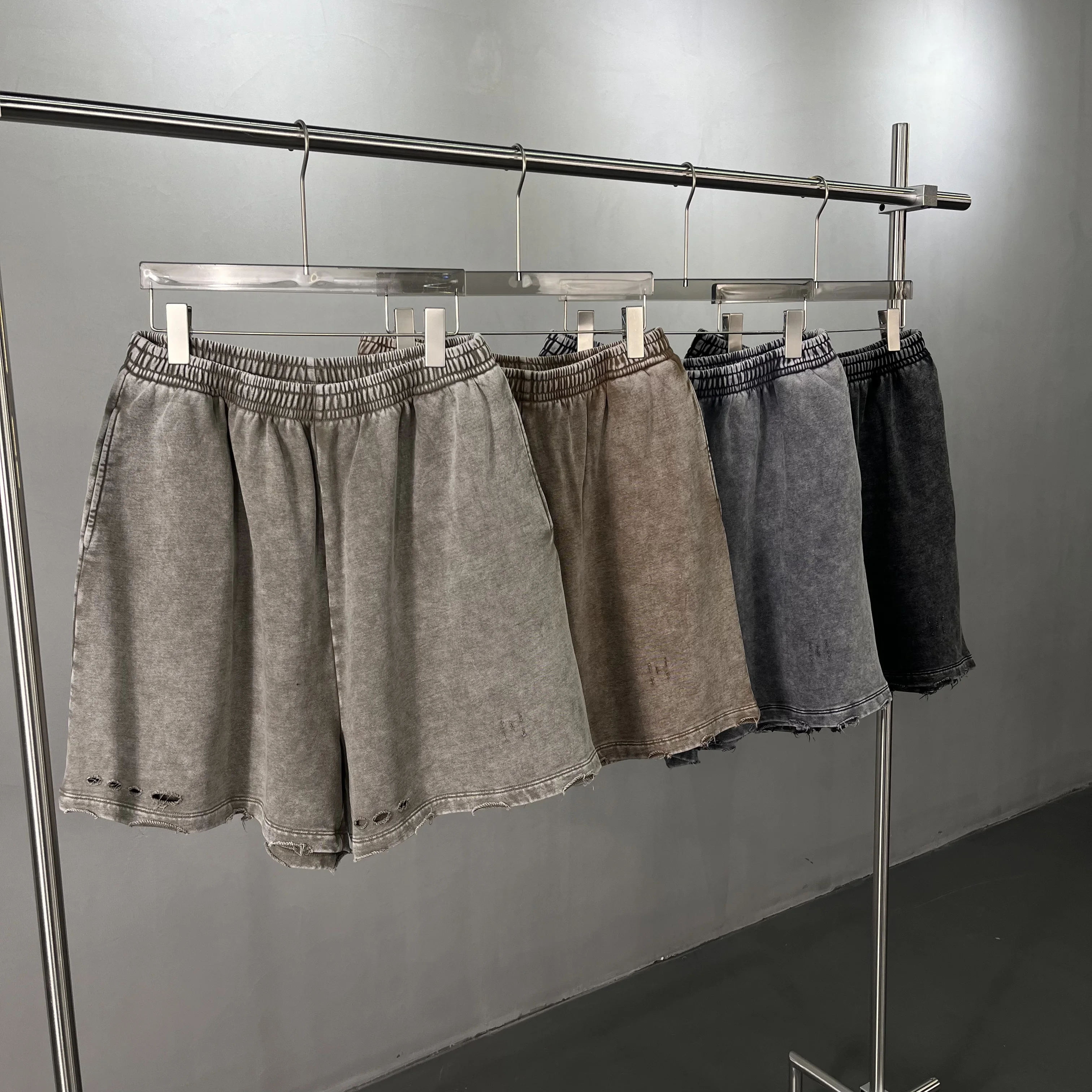 ダメージ加工バティックウォッシュショートパンツ