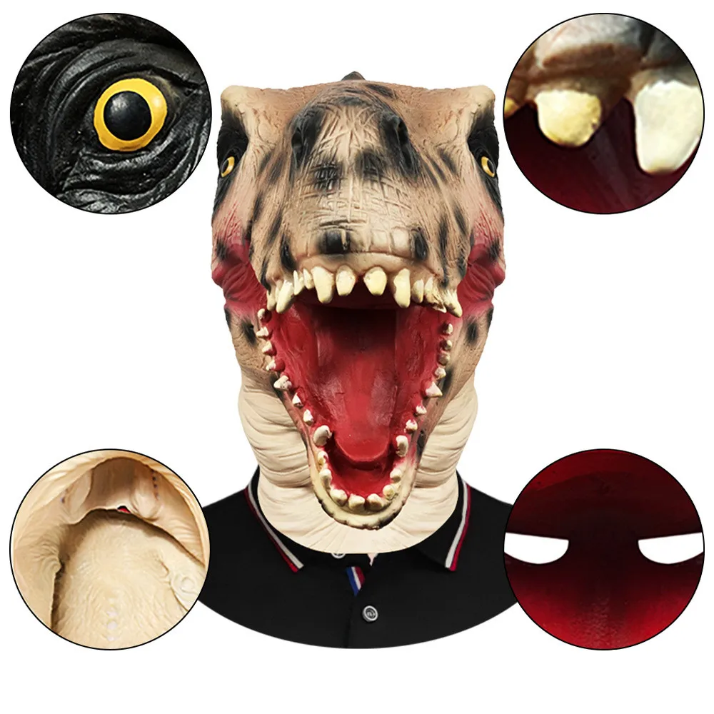 Dinosaurier-Maske aus Latex, Dino-Maske für Halloween, Cosplay, Tierkostüm, Party-Requisite – Detail 5