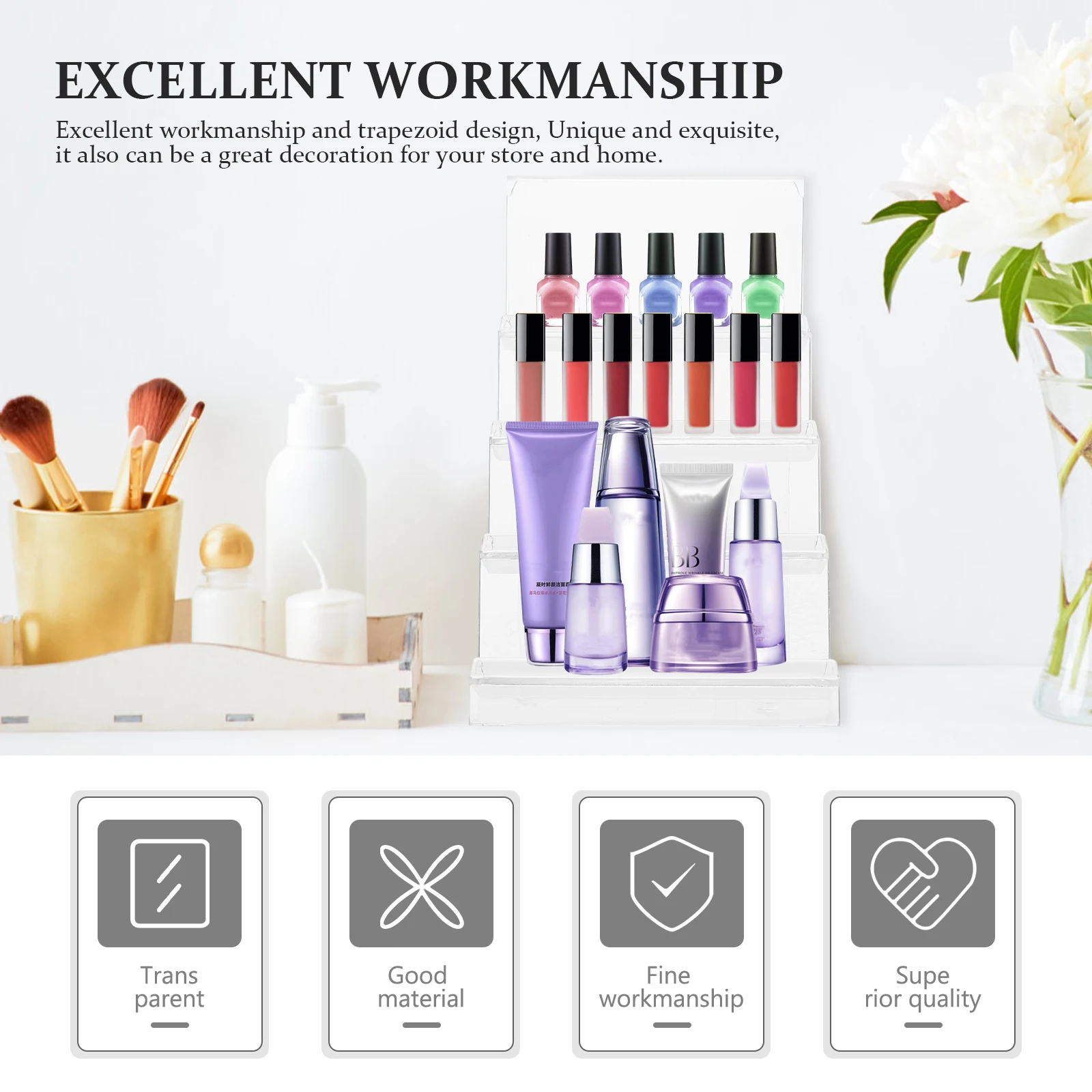 

Wallet Display Stand Acrylic Wallet Rack Holder Multi layer Trapezoid Design Durable Jewelry Showcase Storage Shop