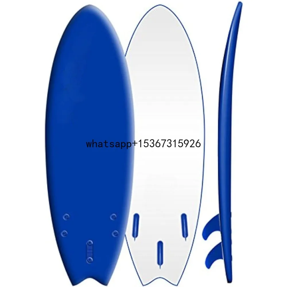 Sturdy Tri-Finned Surfboard - Ideal for All-Level Riders Original New Modern Swallow Tail Surfboard, Navy Surfboard