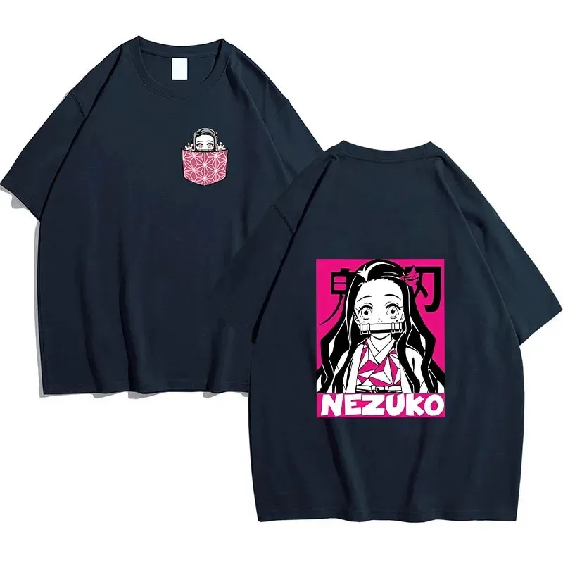 111 www انمي ياباني شيطان القاتل جديد المرأة T- Nezuko أنثى Tanjirou كامادو تي شيرتات ورق الرسم البياني مانغا Y2k 7 اللون قصير