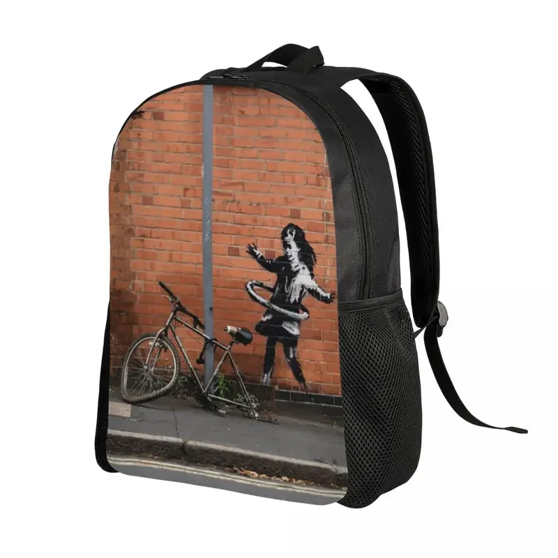 Custom Banksy Hula Girl Backpack for Men Women Waterproof College School Street Art Graffiti Bag Print Bookbags