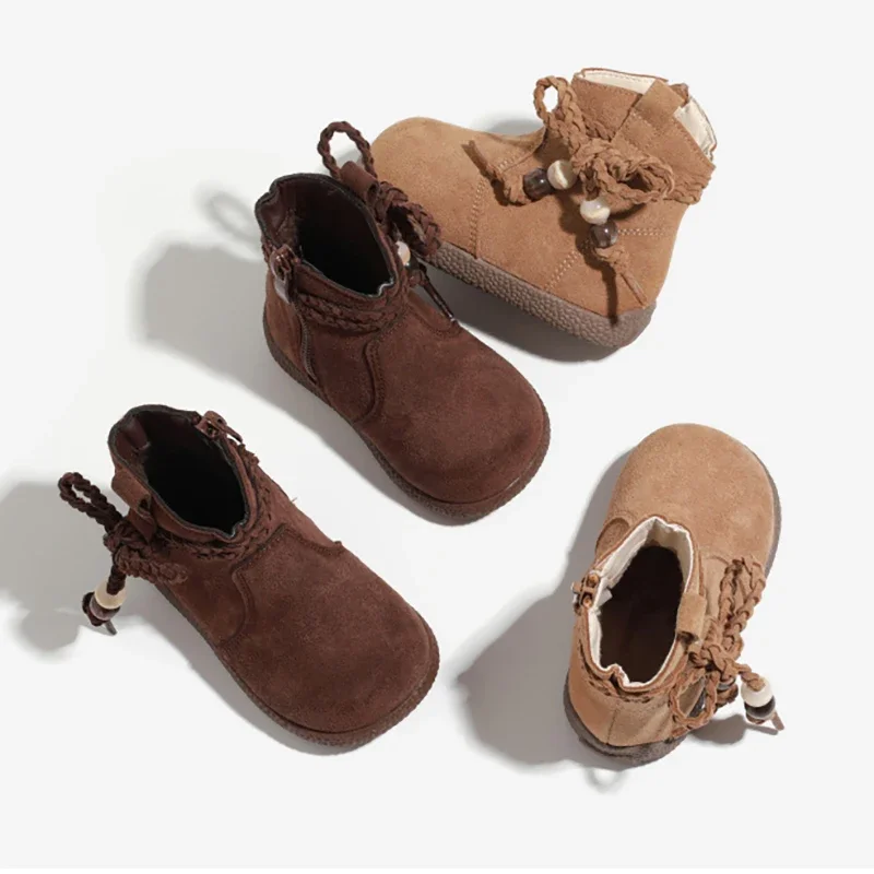 

Зимние ботинки для маленьких девочек 2024, утепленная детская зимняя обувь на флисовой подкладке, нескользящая хлопковая обувь на мягкой подошве для малышей