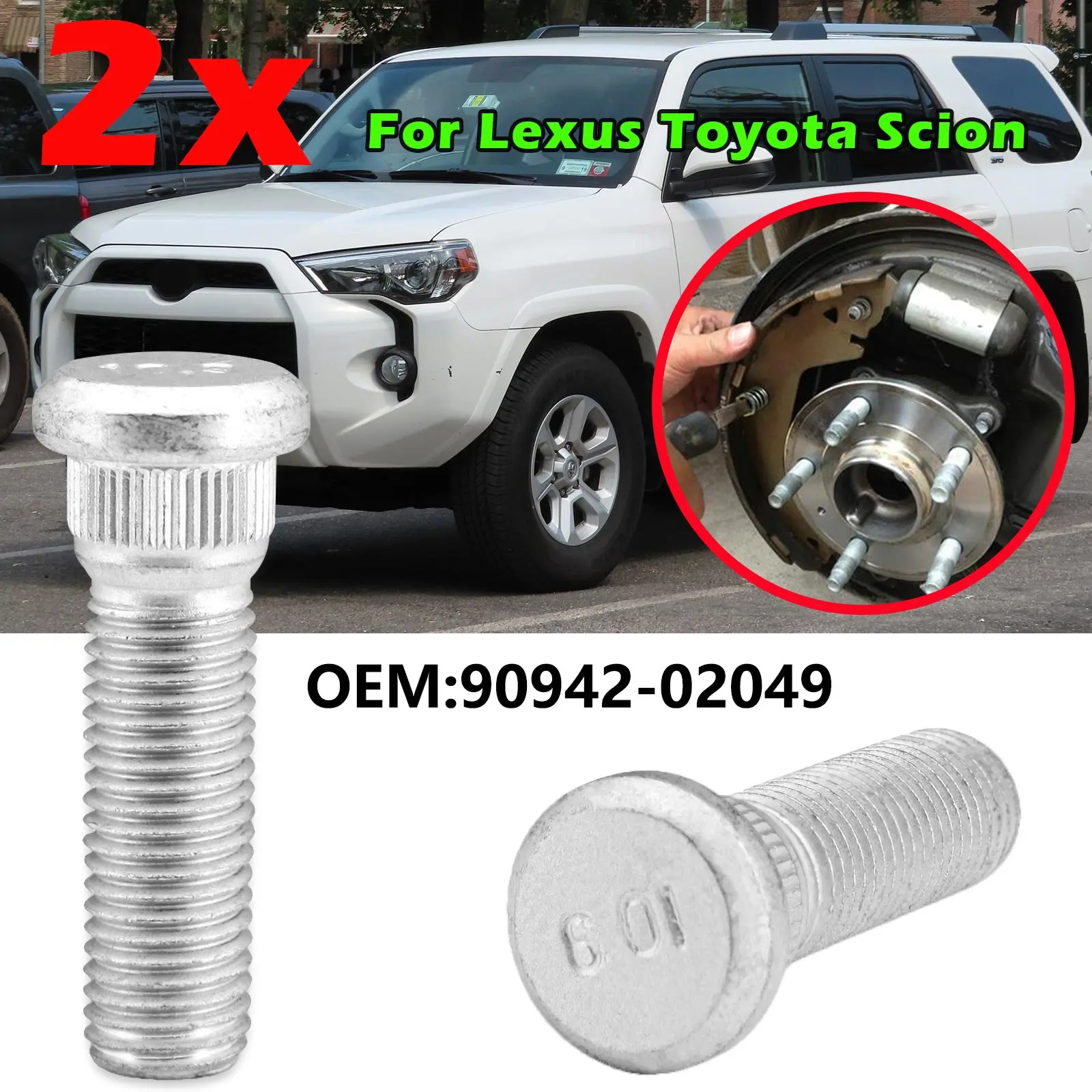 Car Wheel Lug Stud Nuts M12x1.5 Steel Lug Bolts For Toyota 4Runner Corolla Avalon Camry FJ Cruiser90942-02049