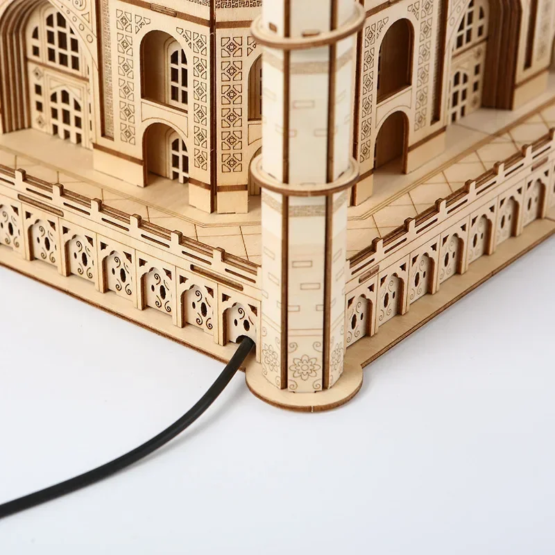 Maison de Puzzle 3D en bois, château Royal Taj Mahal avec assemblage léger, jouet pour enfants et adultes, Kits de modèles de bricolage, décoration de bureau pour cadeaux
