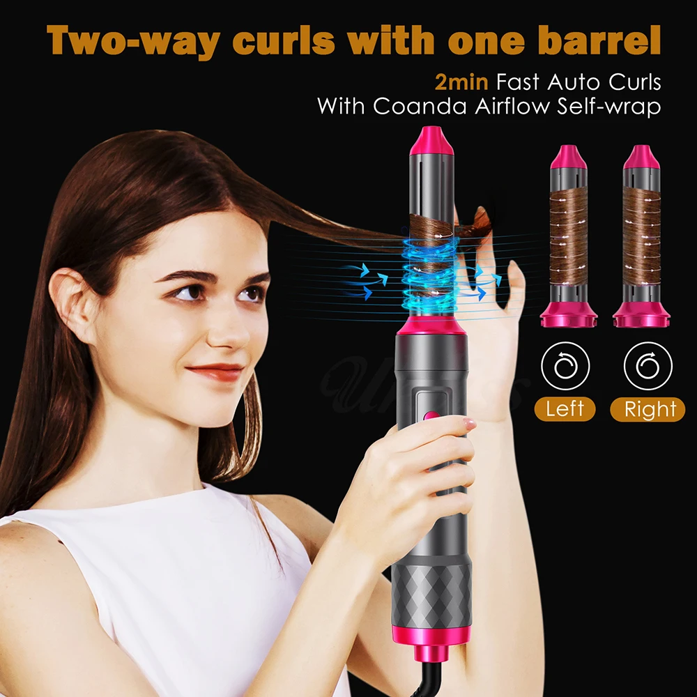 5 in 1 Haartrockner bürste automatische Lockens täbe kleben Locken wickler und glätten negative Ionen Dual-Use-Haarstyling-Heißluft kamm