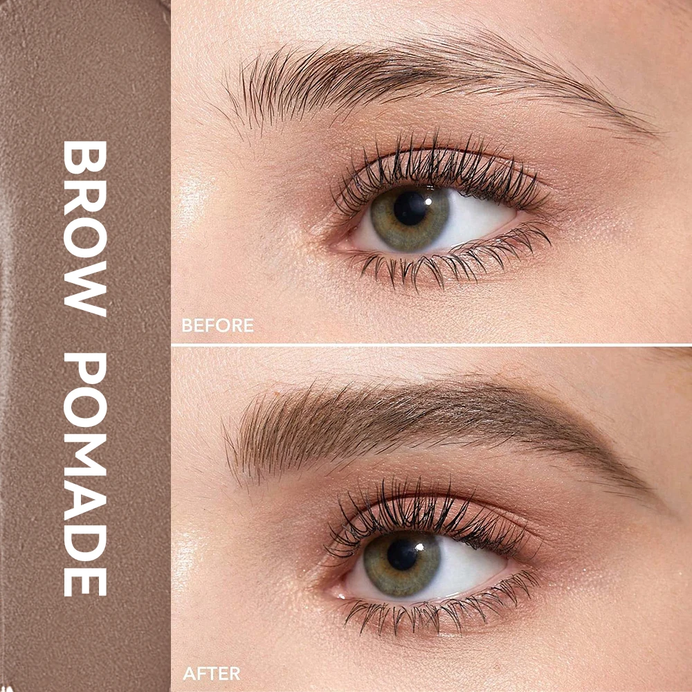 Pomada para cejas resistente al agua, a prueba de sudor, textura ligera de larga duración, pomada para cejas de secado rápido con pincel, maquillaje Natural para cejas