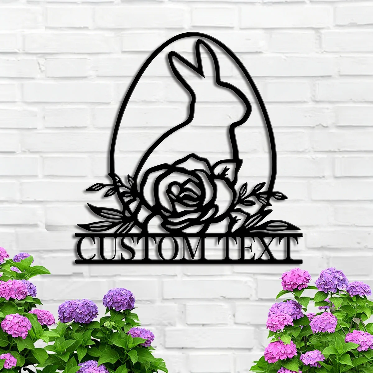 Customizable Easter Bunny Metal Sign with Rose Elements, Ideal for Holiday Porch Decor, Spring & Easter Festival Gifts